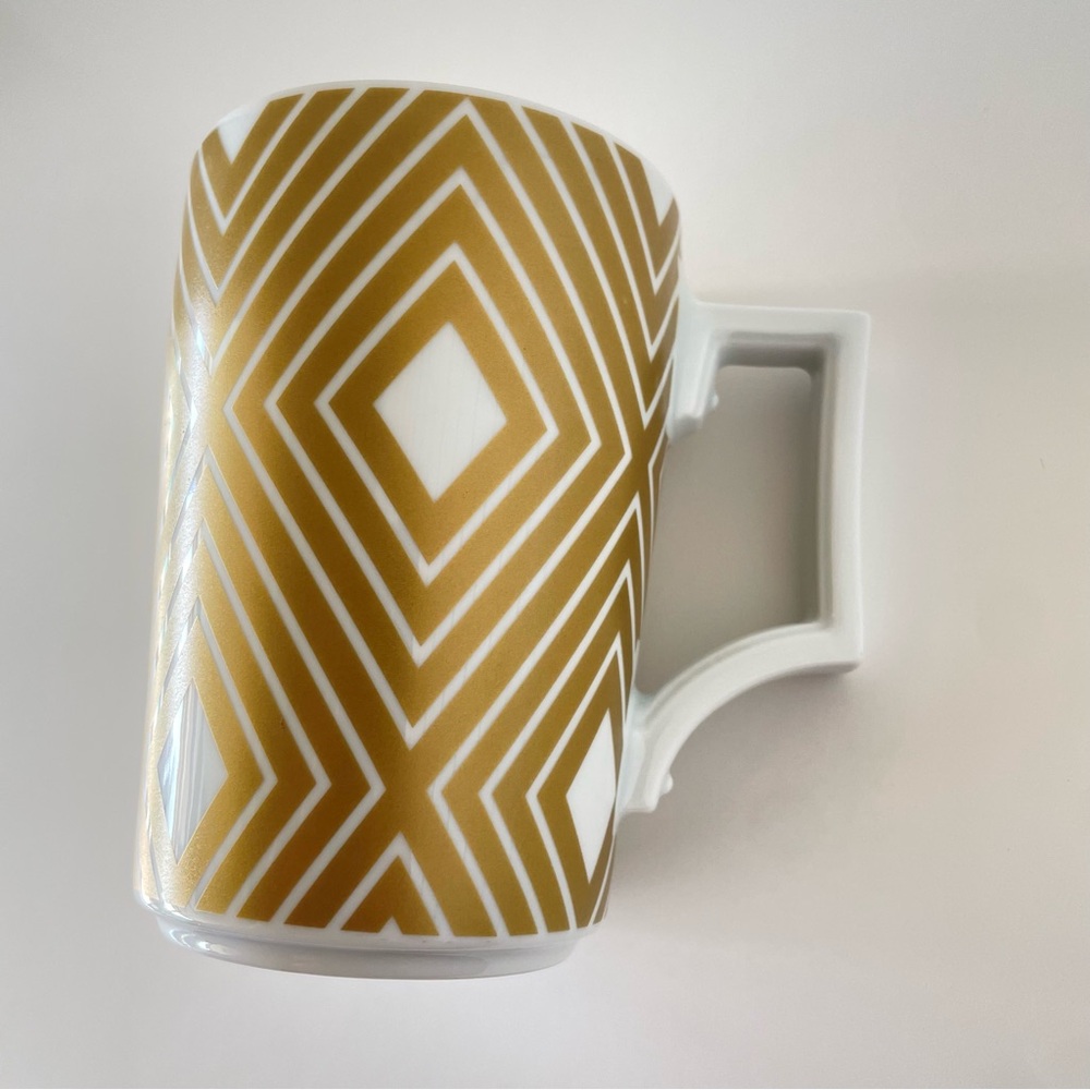Starbucks x Rosanna Gold Diamond Print Argyle 12 OZ Coffee Mug Cup Germany 2013 - Picture 4 of 10
